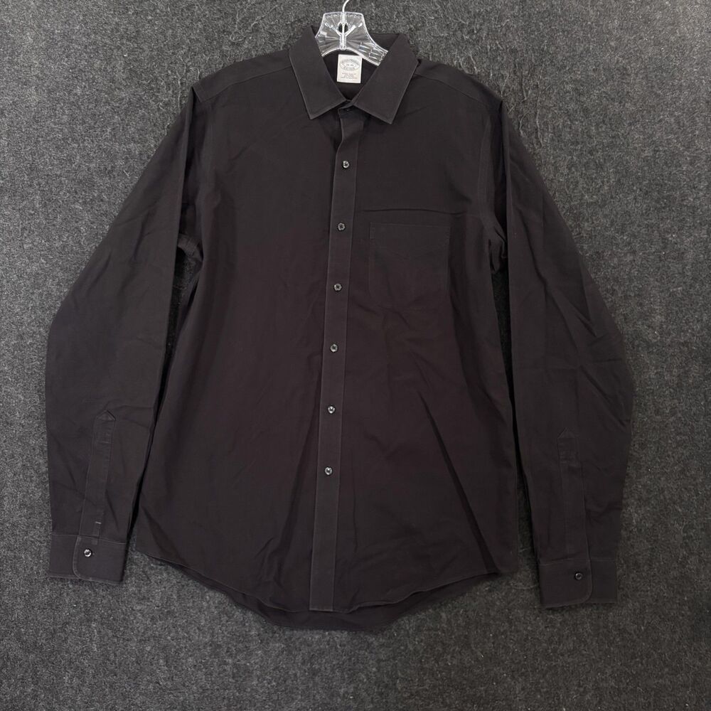 Brooks Brothers Dress Shirt Men's 16 36/37 Black Extra Slim Fit Non Iron Cotton